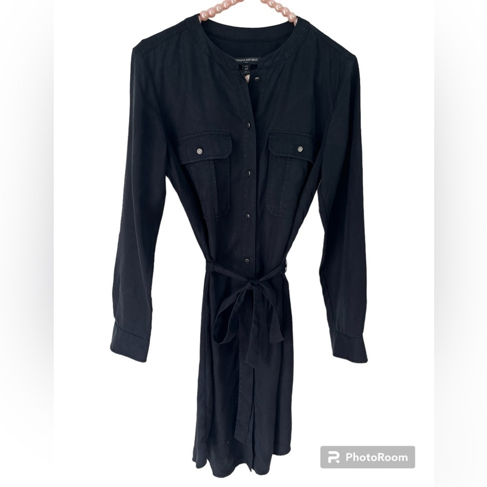 Banana Republic Black Midi Shirt Dress